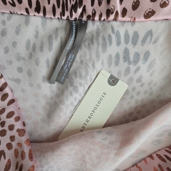 Anthropologie Leopard Satin Pink High Waist Elastic Mini Skirt Women Sz M - Picture 3 of 5